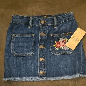 Polo by Ralph Lauren Kids Denim Skirt with Floral Embroidery